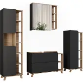 Vicco Badkamermeubelset Karen Sonoma/Antraciet 4-delig, Model 55434