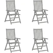 Syfax Tuinstoelen 4 st verstelbaar massief acaciahout grijs