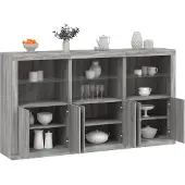 vidaXL Dressoir met LED-verlichting 181,5x37x100 cm grijs sonoma eiken