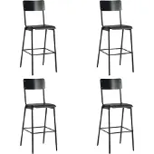 Syfax Barstoelen 4 st massief multiplex staal zwart