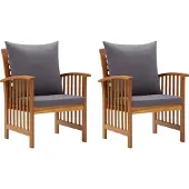 Syfax Tuinstoelen 2 st met kussens massief acaciahout