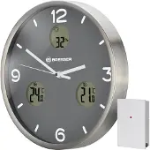 Bresser MyTime io NX radiografische Wandklok met Meeting van Temperatuur en Luchtvochtigheid - Diameter 30 cm (athrazit)
