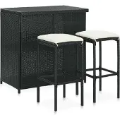 Syfax 3-delige Barset poly rattan zwart