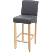 Mendler Barkruk HWC-C33, barkruk, toonbankkruk, hout, MVG-gecertificeerd grijs, mat, lichte poten, kunstleer