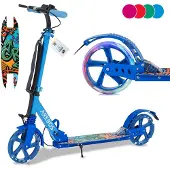 Arebos Stepjes - Kinderstep - Voor Jongens en Meisjes vanaf 8 Jaar - tot 100kg - Lichtgevende Wielen - Fleshouder en Bel - Blauw