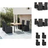 vidaXL Tuinset 4-delige zwart PE-rattan - 57x69x106 cm - Verstelbare rugleuning - Tuinstoel