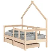 Syfax Kinderbedframe met lades 70x140 cm massief grenenhout