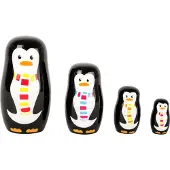Small Foot - Houten Matroesjka Poppen Pinguin Familie