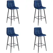 Leobert Barkrukken - - Arceto - Marineblauw fluweel / Zwarte poten - Set van 4