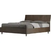 Ityhome Bed met lattenbodem, 160x200 cm, met een schuine hoofdeinde van Demas-walnoothout