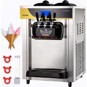 Vevor Commerciële Softijsmachine 22-30 l/u Professionele ijsmachine met LCD-display, 3 smaken, tafelmodel voor catering en bedrijven