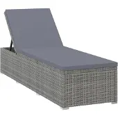 Syfax Ligbed met kussen poly rattan grijs
