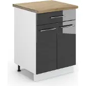 Vicco Fame-Line Keukenonderkast – 60 cm met lade, WB Eik Antraciet Hoogglans