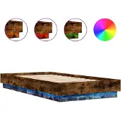vidaXL Bedframe met LED-verlichting gerookt eikenkleurig 90x190 cm