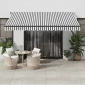 Prolenta Maison Exclusive - Automatische zonnescherm, antraciet en wit, 400x350 cm