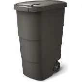 Prosperplast Vuilnisbak met wielen en deksel Keden Wheeler 90L Universele kunststof container (zwart)