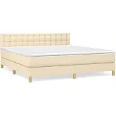 vidaXL Boxspring met matras stof crèmekleurig 160x200 cm