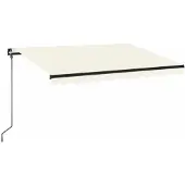 Syfax Luifel handmatig uittrekbaar met LED 350x250 cm crèmekleurig