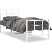 vidaXL Bedframe met hoofd- en voeteneinde metaal wit 75x190 cm