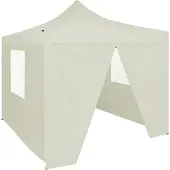 Syfax Partytent met 4 zijwanden inklapbaar 2x2 m staal crème