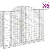 vidaXL Schanskorven 6 st gewelfd 200x30x140/160 cm ijzer