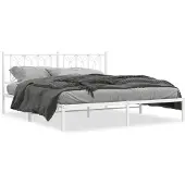 vidaXL Bedframe met hoofdbord metaal wit 183x213 cm