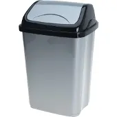 Excellent houseware Afvalemmer SWING - 5 liter - grijs/zwart - met klep deksel - kunststof - klein model prullenbak - Toilet - Badkamer