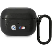 BMW Etui voor AirPods Pro, lederen, gebogen design - zwart