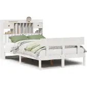 vidaXL Bed met boekenkast zonder matras grenenhout wit 135x190 cm