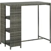 Prolenta Maison Exclusive - Bartafel met plank, grijs, 120x60x110 cm, polyrotan