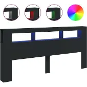 vidaXL Hoofdeinde met LED 220x18,5x103,5 cm bewerkt hout zwart