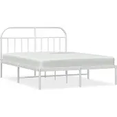 vidaXL Bedframe met hoofdbord metaal wit 150x200 cm