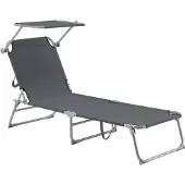 En.casa Ligbed met luifel Getaria 189x57x28 cm 115 kg donkergrijs