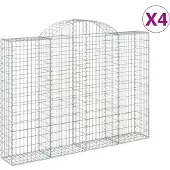 vidaXL Schanskorven 4 st gewelfd 200x30x140/160 cm ijzer