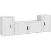 Syfax 3-delige Tv-meubelset bewerkt hout wit
