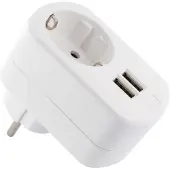 Schwaiger LAD240532 USB Ladeadapter 230V mit Steckdose weiß