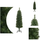 vidaXL Kunstkerstboom, slank model met standaard, groen, 120 cm, PVC - Kerstbomen