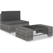 Syfax 2-delige Loungeset poly rattan grijs