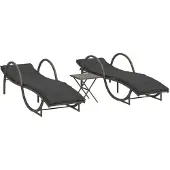vidaXL Ligbedden 2 st met tafel poly rattan grijs
