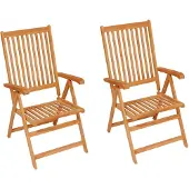 vidaXL Tuinstoelen 2 st met groene kussens massief teakhout
