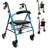 Mobiclinic Escorial Rollator - Inklapbaar - Aluminium - Met remmen - Met mandje en zitting - Verstelbaar - Handremmen - Lichtgewicht - Met Stoel en Rugleuning - 4 wielen