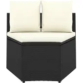 vidaXL 2-delige Loungeset met kussens poly rattan zwart
