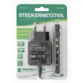 InLine Alimentation Universal, 5V / 15W, avec 8 prises interchangeables, Micro-USB, USB-C