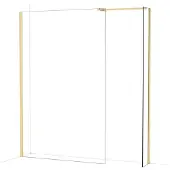 Maxaro Diamond Inloopdouche | 130x30 cm Glanzend lichtgoud Helder glas 2 vaste wanden