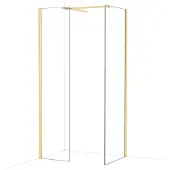 Maxaro Diamond Inloopdouche | 70x50 cm Glanzend lichtgoud Helder glas 2 vaste wanden