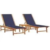 Syfax Ligbedden 2 st met tafel massief acaciahout en textileen blauw