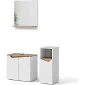 Vicco Badkamermeubelset Marelle, Wit/Artisanaal eiken, 3-delig