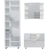 Vicco Badkamermeubelset Ilias, Wit Hoogglans, 3-delig