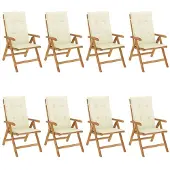 vidaXL Tuinstoelen 8 st verstelbaar met kussens massief teakhout