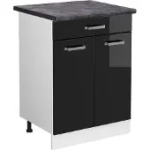Vicco Keukenonderkast R-Line Zwart hoogglans 60 cm met lade, WB Antraciet, Model 45925
